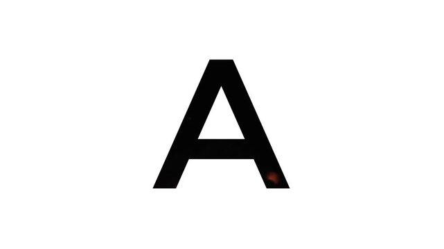 alphabet letter "A" with animated flames on a white background