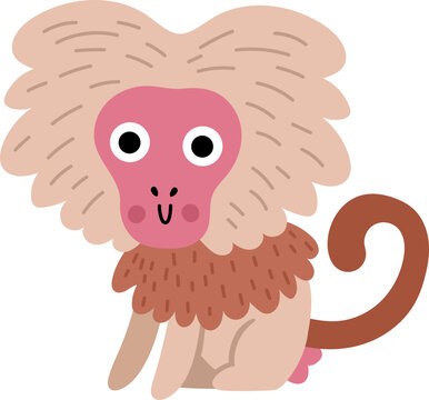 Vector cartoon baboon isolated on white background. Funny African or safari animal clipart. Cute savannah monkey icon for kids. Flat savanna element. Africa wildlife illustration
