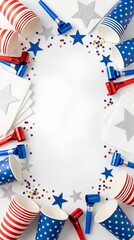 Obraz premium Patriotic red white and blue party frame.