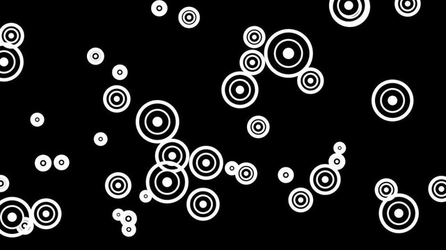 Abstract Concentric Circles Expanding and Rippling Motion on Black Background