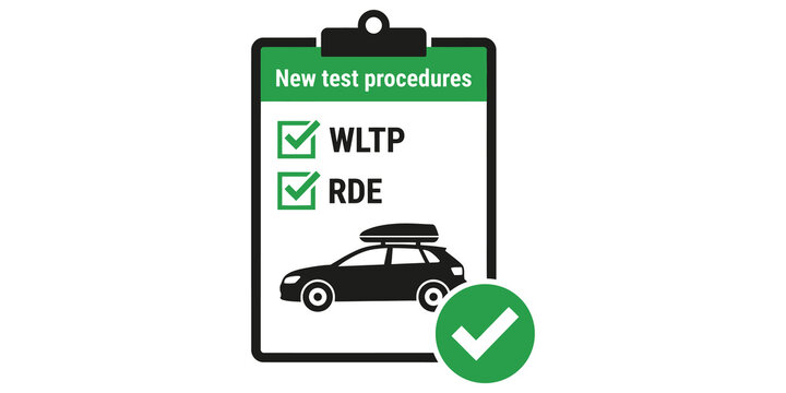 Clipboard displaying new test procedures with car icon and checkmark.
