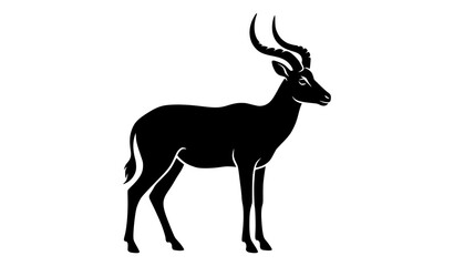 Fototapeta premium African lyre antelope black silhouette vector logo tattoo stencil template