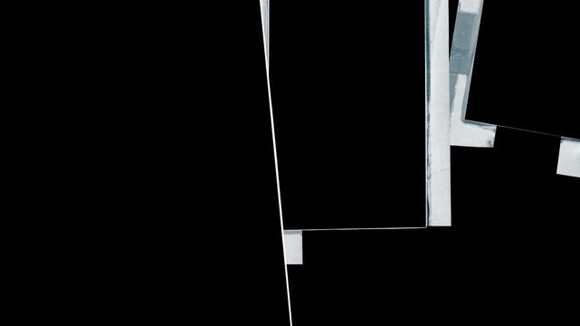 Abstract dark background with floating rectangular frames and diagonal white lines.