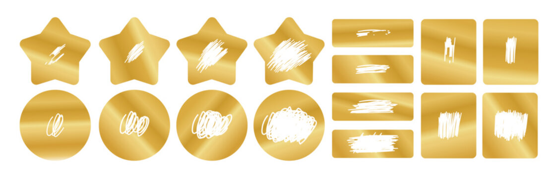 Scratch card lottery ticket with golden texture and win effect for casino game design. Lucky coupon vector icon with rough edges, prize badge and vintage grunge sticker element.
