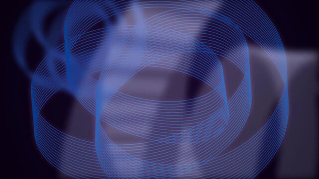 Blue wireframe spirograph lines curve in a seamless loop