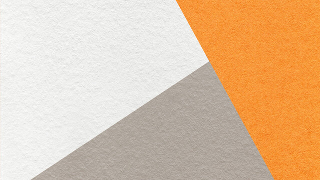 Geometric triangular white, beige, orange textured paper background with copy space and gradient for banner template