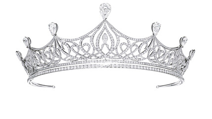 Diamond tiara with ornate scrollwork and pear-shaped gems © Eustace