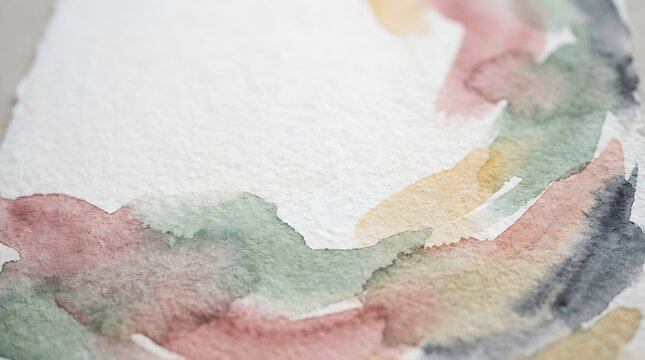 Abstract watercolor wash texture featuring soft muted tones on textured cold press paper surface with pastel colors textured white paper background