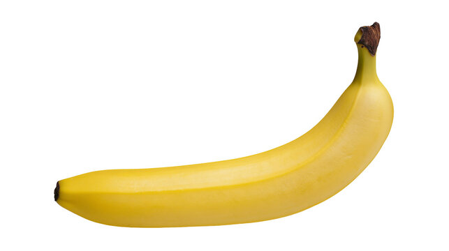 Yellow ripe banana fruit with brown stem