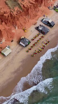 Colorful Beach Umbrellas from Above, Canoa Quebrada, Brazil