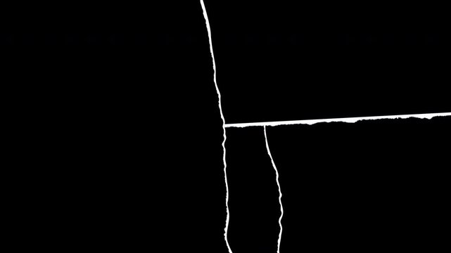 Abstract minimalist animation of vertical white lines and squares on black background.