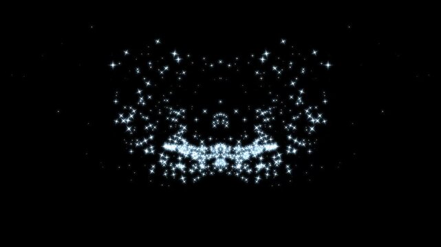 sparkling starlight trail animation, glowing light effect glitter loop star, white twinkling particles, shining white particle stars dust, stars blinking sparkle cute animation on black screen.