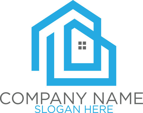 A simple house logo with a double motif.
