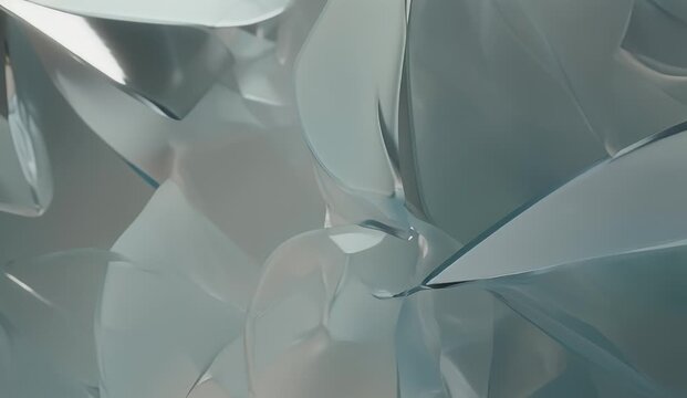Translucent light blue glass shards overlapping in an abstract geometric design