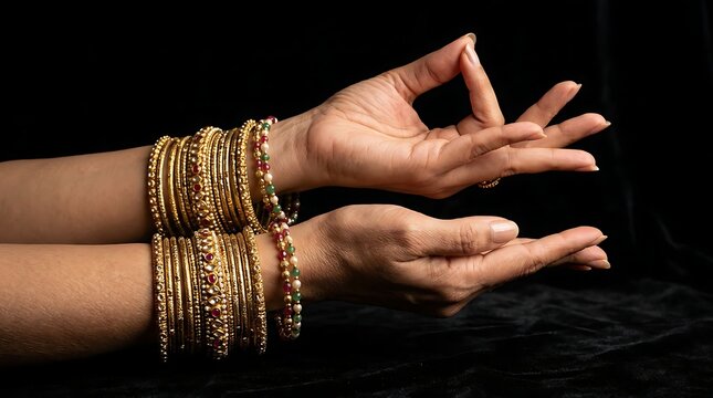 Bollywood day celebration with woman hands in traditional dance mudra