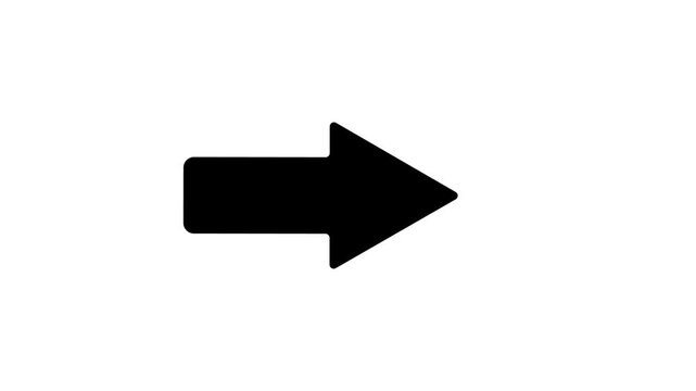 Straight arrow animated moving right direction sign pointer on 4k green screen white and black background