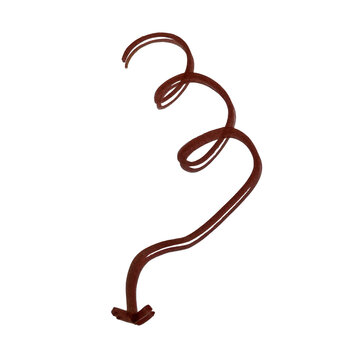 A hand drawn brown spiral arrow pointing down as a simple doodle element for design projects and decoration