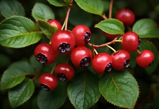 Autumn berries and vibrant foliage, natural beauty and seasonal change, cotoneaster plant with red berries and green leaves