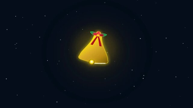 Glowing yellow neon Christmas hat or cap outline shining against a dark starry night background motion graphic loop