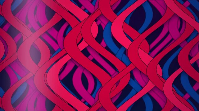 Vibrant interwoven ribbon bands flow in a seamless loop