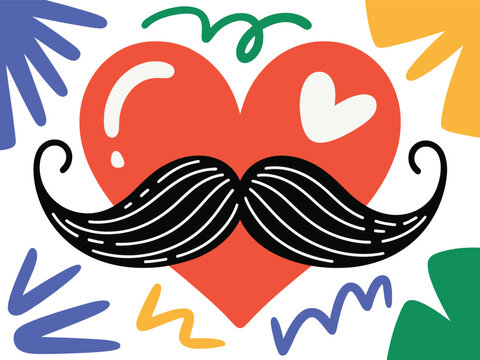Playful mustache heart