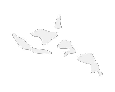 Hawaiian islands map silhouette grayscale line cartoon clipart. Pacific Ocean archipelago. Regional cartography. Geographic shape isolated vector monochrome element. Flat spot illustration