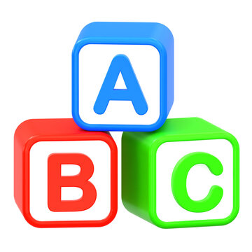 3D Colorful ABC Alphabet Block Toys for Kids Education and Learning Isolated