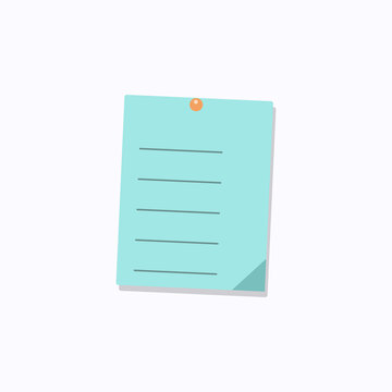Bright turquoise sticky note with handwritten lines pinned to a white background
