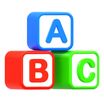 3D Colorful ABC Alphabet Block Toys for Kids Education and Learning Isolated