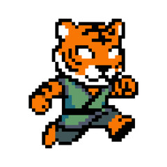 Fototapeta premium Tiger Character Jumping in Pixel Art Style
