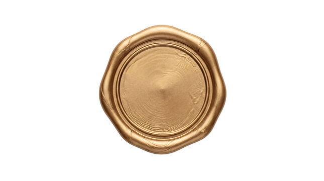 Golden wax seal stamp with embossed isolated on png transparent background