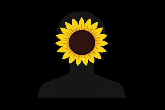 A person wearing a sunflower as a hat, making for a unique and playful image