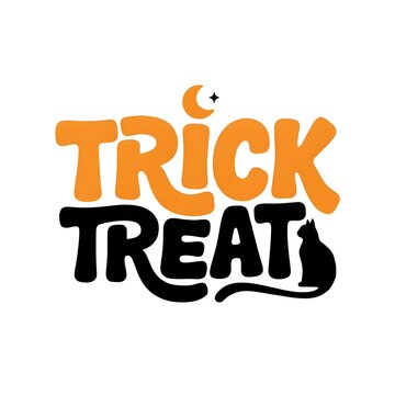Minimal Halloween Logo with Cat and Moon