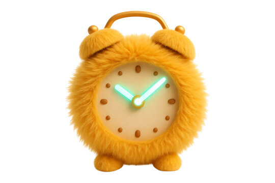 Soft Toy Style Alarm Clock Character Isolated on a Transparent Background