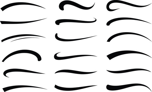 
Text tails swash curve underline baseball sign. Typography shape retro style swoop wave line decorative elements