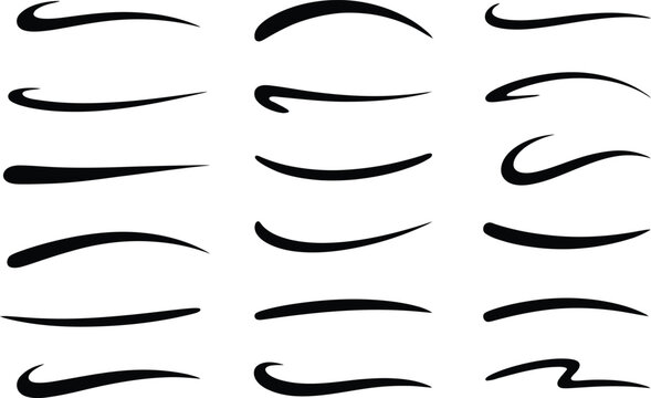 
Text tails swash curve underline baseball sign. Typography shape retro style swoop wave line decorative elements