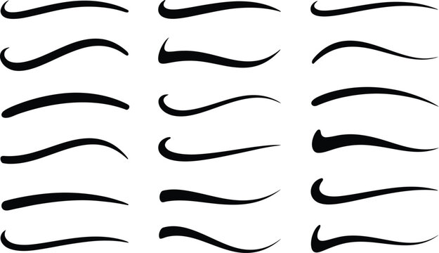 
Text tails swash curve underline baseball sign. Typography shape retro style swoop wave line decorative elements