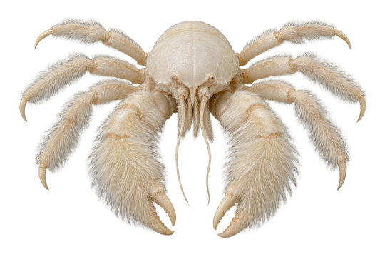 Crabe y&eacute;ti velu vu de face sur fond transparent