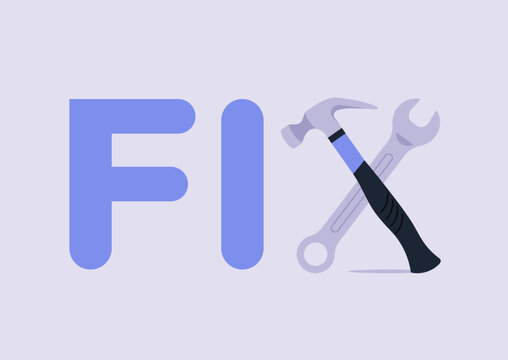 A vibrant workshop sign highlights the word FIX in bold letters, accompanied by a hammer and wrench, inviting participants to explore hands-on repair techniques and creative projects.
