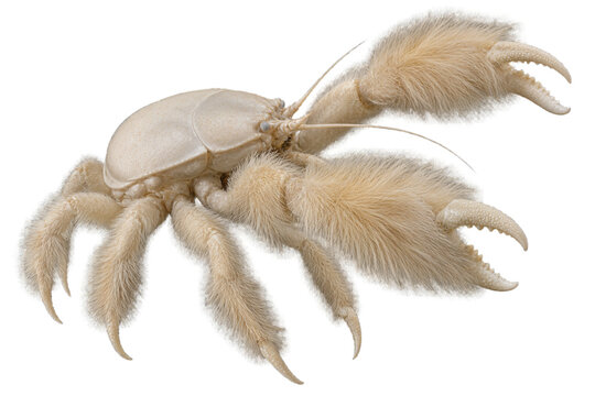 Crabe y&eacute;ti velu vu de profil sur fond transparent