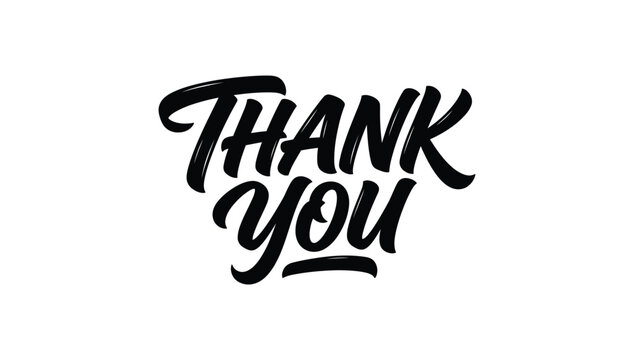 Handwritten thank you calligraphy script on clean white background for branding and gratitude design