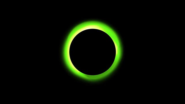 Green circle eclipse energy loader spinning loop animation on black background