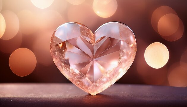 heart shaped rose quartz with bokeh