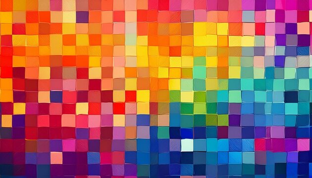 vibrant mosaic of abstract colored squares blending into a soft textured gradient