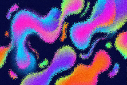Abstract psychedelic swirls with vibrant neon colors and fluid motion patterns on dark background