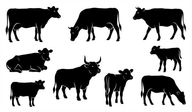 Cow silhouette bundle set collection