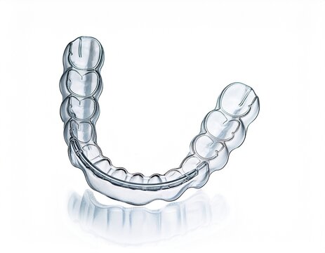 transparent orthodontic clear aligner isolated on white background
