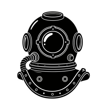Vintage Deep Sea Diving Helmet Illustration for Nautical Exploration Theme