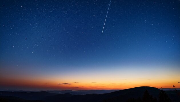 single meteor in dark twilight sky