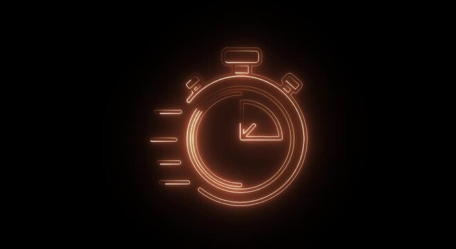 Stopwatch Time Management Icon Animation on Black Background